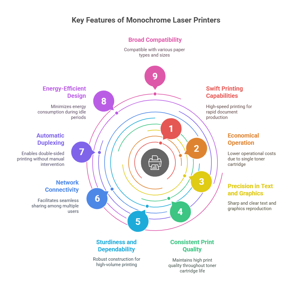 key features of monochrome laser printer