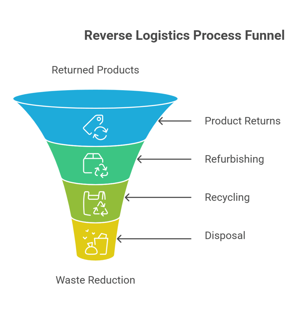 Reverse logistics process funnel